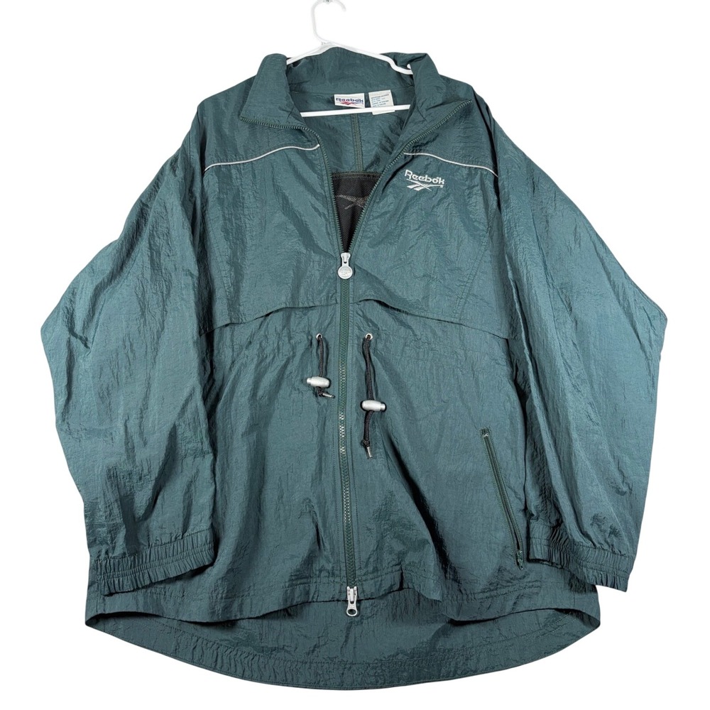 Vintage 90s Reebok Mens Large Green Nylon Windbreaker